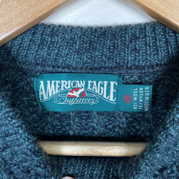 Vintage American Eagle Green Wool Sweater Womens Size Medium - Picture 4 of 8